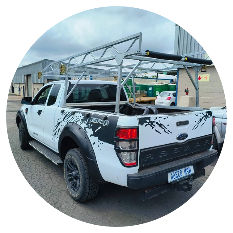 Ladder rack fitted to a work bakkie